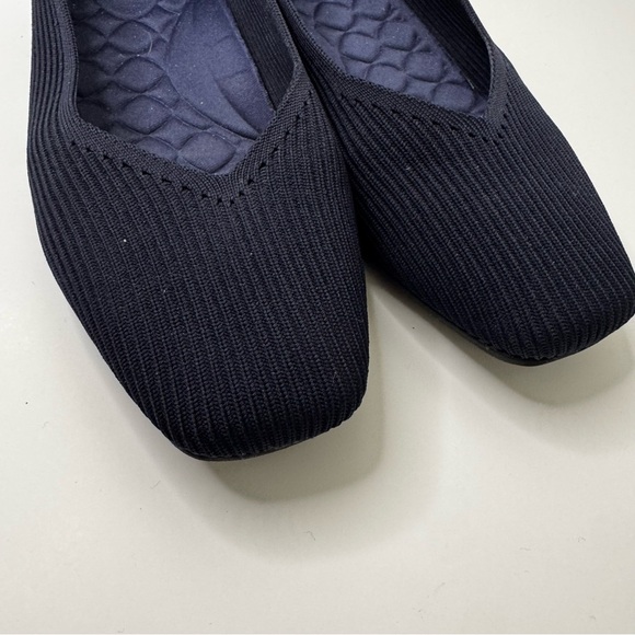 Vivaia Lightweight Square-Toe Navy Knit Slip-On Shoes - Picture 3 of 5